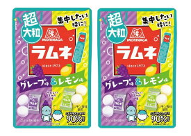 2袋セット　森永　超大粒ラムネ　グレープ味＆レモン味　1袋(48g)　神奈川倉庫