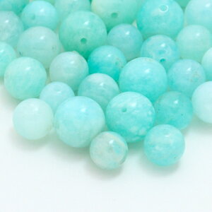 【天然アマゾナイトビーズ】高品質台湾製ビーズ 約5mmと8mm 1個ずつ(約1g) パーツ 天然石 人工水晶 工具 DIY 手芸素材 アクセサリーパーツ
