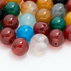 【天然多色メノウビーズ】高品質台湾製ビーズ 約8mm 6個 パーツ 天然石 人工水晶 工具 DIY 手芸素材 アクセサリーパーツ