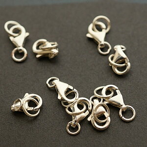 【純銀製ネックレス カニカン 留め金具 アクセサリーパーツ】高品質 台湾製 ハンドメイド パーツセット 約8mm x 5mm 3個 パーツ 工具 DIY 手芸素材