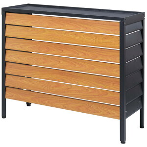 【10%OFFクーポン★10/24 20:00〜10/27 9:59】 エアコン 室外機カバー アルミ おしゃれ 大型 軽量 木目調 さびにくい ルーバー 大型サイズ SANKA サンカ エアコン室外機カバー アルミ製 エアコンカバ