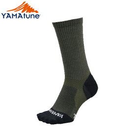 靴下 YAMAtune ヤマチューン ワークメリノクッションパイルクルーソックス（カーキ）：76010