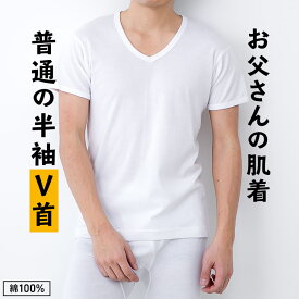 普通の 半袖 V首 シャツ メンズ 年間 Vネック Tシャツ 綿100 % 肌着 下着 普通 インナー 紳士 男性 シニア 抗菌 防臭 敬老の日 父の日 白 M/L/LL M0103X-E