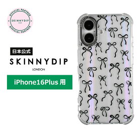 【公式】SKINNYDIP iPhone16Plus用 ケース マイクロリボンブラック スマホケース 耐衝撃性 バレエコア