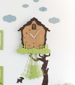 壁掛け時計 木の上の家（SwingHouse）ハンドメイド　プレゼント　贈り物　クロック　新築　お祝い　ギフト　おしゃれ　誕生日 開店 振り子　子供　子供部屋　リビング　インテリア