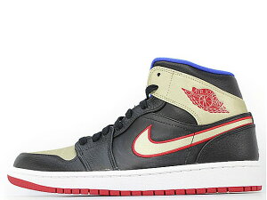 NIKE AIR JORDAN 1 MID 554724-013iCL GAW[_ 1 ~bh ubN/Wbh-^bNS[hBLACK/GYM RED-METALLIC GOLD
