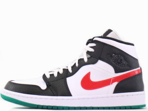 NIKE WMNS AIR JORDAN 1 MID BQ6472-063iCL EBY GA W[_ 1 ~bhBLACK/UNIVERSITY RED-WHITE