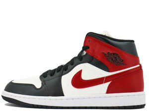 NIKE WMNS AIR JORDAN 1 MID BQ6472-160iCL EBY GA W[_ 1 ~bh ZC/Wbh-ItmA[SAIL/GYM RED-OFF NOIR-WHITE