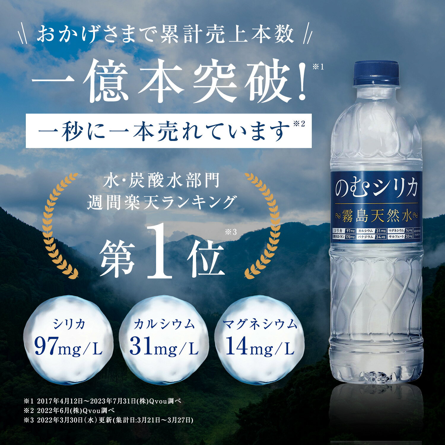 【送料無料】霧島天然水のむシリカ【1箱/500ml×24本】水軟水500ml宅配シリカ水シリカ97mgケイ素たっぷりの無添加ミネラルウォーター夏の水分補給に硬水中硬水おいしい水株式会社Qvou