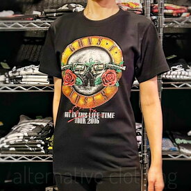 Guns'n'Roses ガンズ＆ローゼス 黒 Not In This Life Time Tour 2016 メンズ レディース ロックTシャツ バンドTシャツ ブラック 半袖 RockYeah