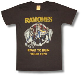 【土日も発送】 RAMONES ラモーンズ ロード・トゥ・ルーイン Road To Ruin メンズ レディース ロックTシャツ バンドTシャツ bny グレー チャコール