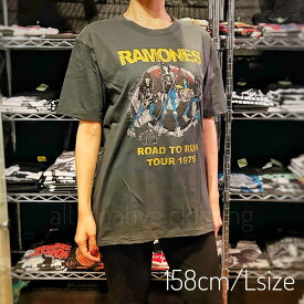 【7/10入荷】【土日も発送】 RAMONES ラモーンズ ロード・トゥ・ルーイン Road To Ruin メンズ レディース ロックTシャツ バンドTシャツ bny グレー チャコール