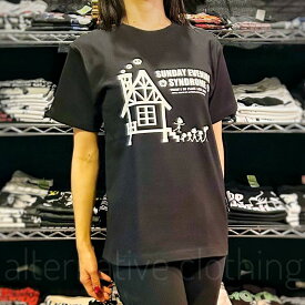 【土日も発送】 スカル・ファミリー サンデーシンドローム ドクロ スカル Tシャツ ロックT バンドT 半袖 黒 ブラック パロディ おもしろ かわいい ロック カッコかわいい プレゼント メンズ レディース 綿100％ コットン alt-s