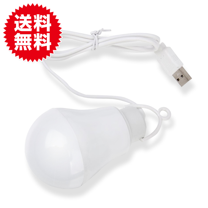 USB LED 電球型 ライト ポータブル ランプ レトロランプ アウトドア デスク キャンプ テント ホワイト 白 | ARTS Factory