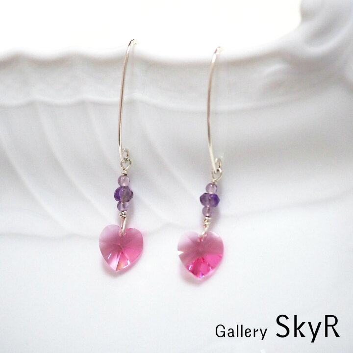 楽天市場】アメジスト ＆ クリスタルハート ピアス SV 純銀 : Gallery 