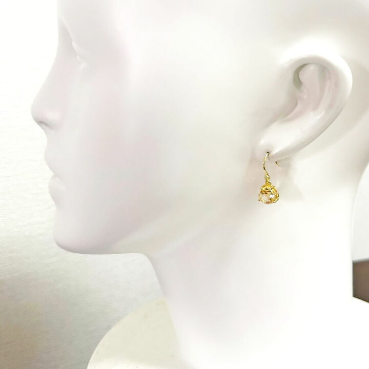 楽天市場】シトリン フックピアス (イヤリングに変更可) K18仕上げ 18 