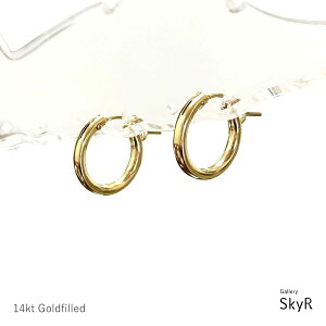 15mm フープピアス K14GF スナップピアス チューブピアス ゴールドピアス