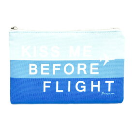 トラベルポーチ　KISS ME BEFORE FLIGHT　ブルー　旅行用品　旅行グッズ　飛行機　航空雑貨　エアライングッズ【オリジナル商品】