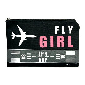 トラベルポーチ　FLY GIRL　ピンク　旅行用品　旅行グッズ　飛行機　航空雑貨　エアライングッズ【オリジナル商品】
