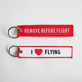 フライトタグ クルータグ 赤 I love Flying Remove Before Flight 旅行用品 旅行グッズ 飛行機グッズ 航空雑貨 エアライン雑貨 刺繍タグ