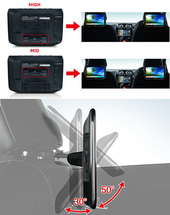 楽天市場】SSA9ST アルパイン 9型WSVGAヘッドレスト取付リアビジョン 