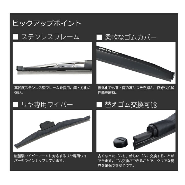 楽天市場 Wsc34w Piaa スノーワイパー シリコートスノーワイパーブレード 長さ340mm 呼番3 ゴム交換可能 スカイドラゴンオートパーツストア