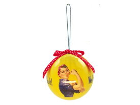 【Rosie The Riveter Christmas Ornament】 ロージー 飛行機 クリスマス オーナメント ボール 水玉 ポルカドット ドット柄 イエロー アメリカン ロージー・ザ・リベッター Rosie the Riveter レトロ ポップ カラフル