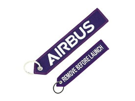 【REMOVE BEFORE LAUNCH/AIRBUS】 エアバス 刺繍 キーリング