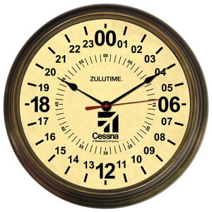 �yTrintec Cessna ZULUTIME 24-Hour Clock�z �g�����e�b�N �Z�X�i �A���e�B�[�N �E�H�[���N���b�N 24���Ԍv