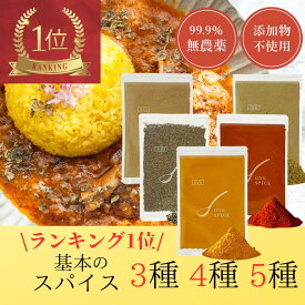 【 楽天 ランキング1位、3冠達成】 カレー粉 無添加 カレー スパイス パウダー セット 基本 の 3種 4種 5種 × 100g 【レビュー投稿でプレゼント】 専門 インド キット （ ターメリック コリアンダー クミンパウダー クミンホール チリパウダー ）