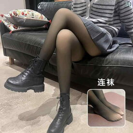 秋冬の 新型の ベルベットは 肌を 厚く して ズボンの 女性の 大きい サイズの 空 姉の 灰色の 偽の 透 肉の 保温の 外で クロス ボーダーの 一体を 着ます。
