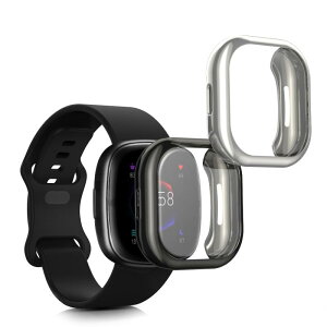 kwmobile 2x �P�[�X Fitbit Versa 4 / Sense 2�Ή� �J�o�[ - �t���J�o�[ �V���R�� �ϏՌ� �S�̕ی� ����