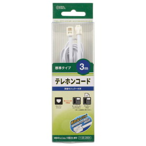 �e���z���R�[�h �W���^�C�v �z���C�g 3m_TEL-C2604W 05-2604 OHM �I�[���d�@