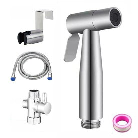 トイレ掃除用 ノズルセット シャワーヘッド 便器洗浄 高水圧 洗浄セット 分岐水栓付き ステンレス巻ホース 掃除 節水 水流調整 ハンドヘルドシャワー トイレ用 浴室用 屋外用 多機能 1.5m