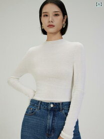 [ Yangzi Yarn ] シームレス 100 % ウール セーター ハーフ タートルネック セーター 長袖 ボトムス ミッドカラー 万能 トップス 秋冬 レディース