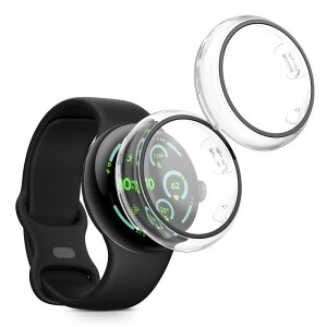 kwmobile 2x �P�[�X Google Pixel Watch 3 45mm�Ή� �J�o�[ - �t���{�f�B �K���X �ϏՌ� �����^ ����