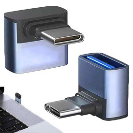 Ginhkok Type c変換アダプターL字 USB Type C変換アダプターC&amp;USB 3.1変換アダプタ L型 2個セット
