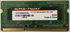 SuperTalent �T���X���`�b�v���� �ȓd�� DDR3L-1333 PC3L-10600 2GB �m�[�gPC�p ������ SO-DIMM 1.35V W133SA2GSL �o���N�i