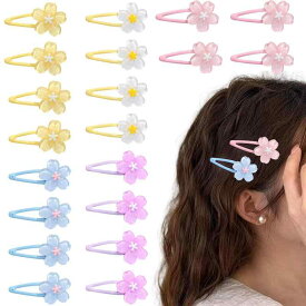 ヘアクリップ 花 20点セット ヘアピン 可愛い カラフル 桜 さくら 花 おしゃれ 髪飾り 髪留め パッチンピン 人気 痛くない キッズ ヘアアクセサリー パーティー 通園 通学 誕生日 ギフト 女の