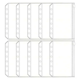 システム手帳リフィル A7 6穴 透明PVC 防水 ファスナーポケット付き 10枚セット 多機能収納 カード・シール整理 小物収納 紛失防止