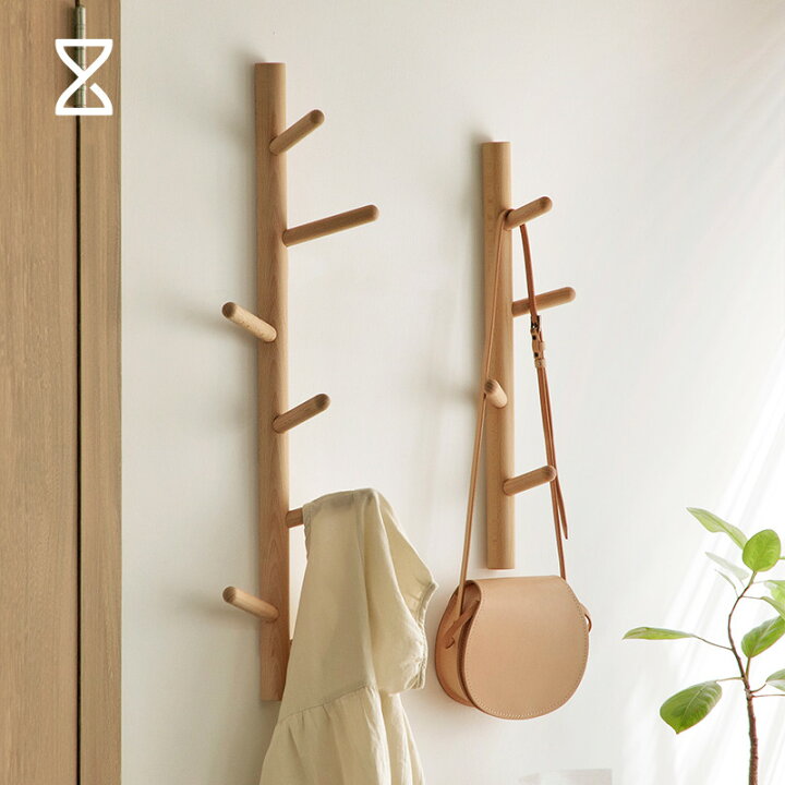 楽天市場】壁掛け木製ハンガー ウォールハンガーラック 4本木の枝  