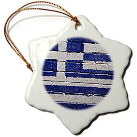 【中古】【輸入品・未使用】3drose Orn _ 155156?_ 1?National Flagギリシャの上にペイントしたギリシャ語の磁器レンガ壁スノーフレークオーナメント、3-inch