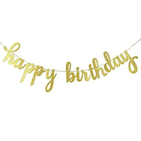 【中古】【輸入品・未使用】Happy Birthday ゴールドグリッターバナー 誕生日パーティー 1歳の誕生日パーティー 装飾 安全で環境に優しいスタンド
