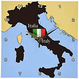 【中古】【輸入品・未使用】3dRose DPP_37591_1 イタリアの地図と旗は英語とイタリアで印刷、10 x 10インチ