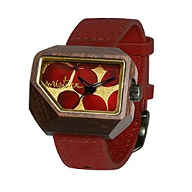 【中古】【輸入品・未使用】手作り木製腕時計 本物の花付き ミストラジュノ レッド
