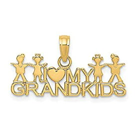 【中古】【輸入品・未使用】14Kイエローゴールド I Love My Grandkidsペンダントチャームネックレス Grma Grpa ファインジュエリー 女性へのギフトに