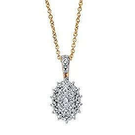 【中古】【輸入品・未使用】Palm Beach Jewelry 18Kイエローゴールドメッキ 本物のダイヤモンドアクセントクラスターペンダントネックレス (9mm) 18インチチェーン付き