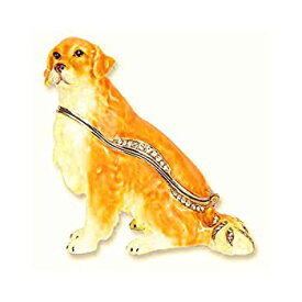 【中古】【輸入品・未使用】Portman Sitting Golden Retriever Dogエナメルとクリスタル置物ボックスwithネックレス