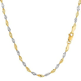 【中古】【輸入品・未使用】14k 2 Tone Yellow & White Gold Singapore Chain Necklace%カンマ% 2.0mm%カンマ% 18%ダブルクォーテ%