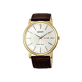 【中古】【輸入品・未使用】Orient Men's 43mm Brown Calfskin Mineral Glass Quartz Date Watch FUG1R001W6